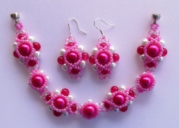 Pink and White Bracelet Earrings